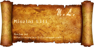 Miszlai Lili névjegykártya